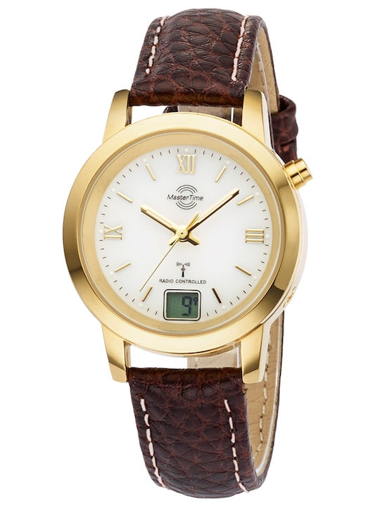 Master Time Men's Watch 34mm Battery with Brown Leather Strap