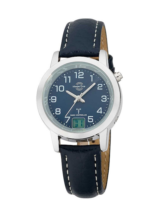 Master Time Watch Battery with Blue Leather Strap