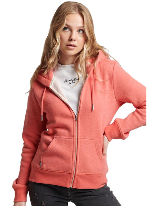 Superdry Essential Logo Hanorac pentru Femei Bright Coral Marl (1BE)