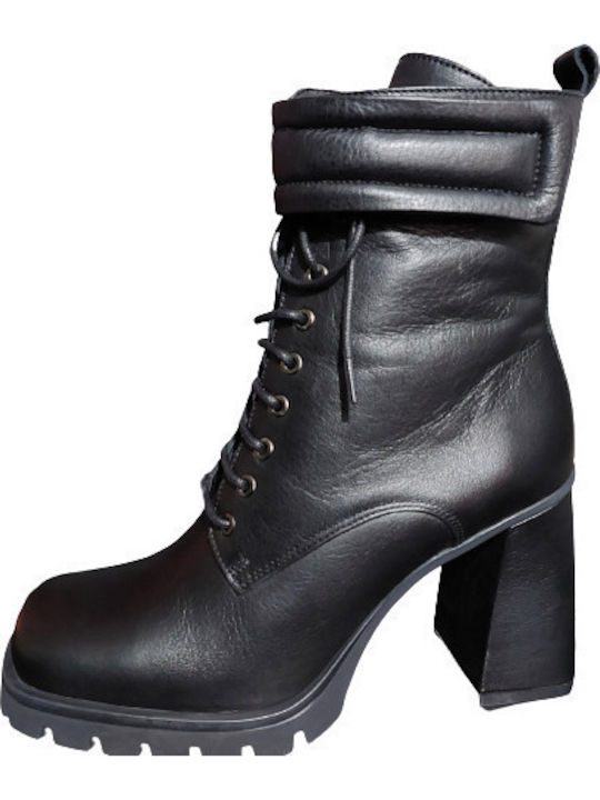 Leder Stiefeletten Damen Schwarz