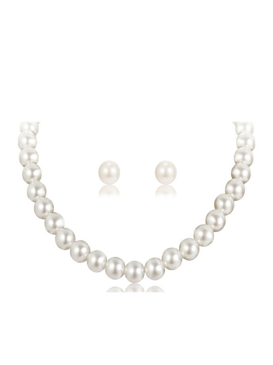 Callajewels Set cu Colier din Aur alb cu Perle