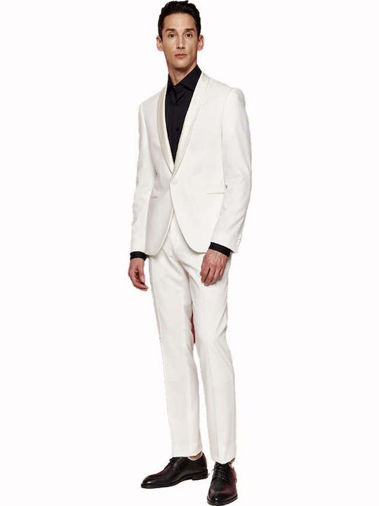 Ανδρικό Κοστούμι Με Γιλέκο Off White