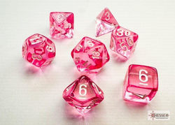 Chessex Dungeons & Dragons Würfel 7Stück Durchscheinend Rosa/Weiß Mini Polyhedral