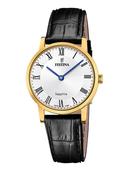 Festina Damen Uhr mit Schwarz Lederarmband