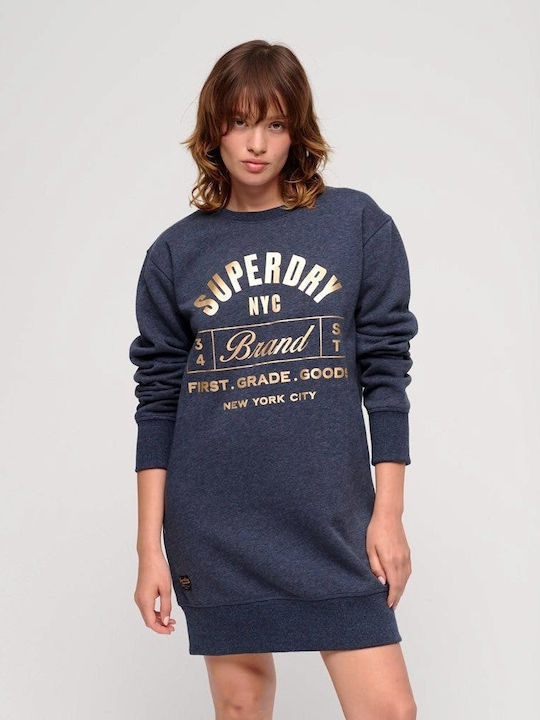 Superdry Logo Jersey Dress Mini Φόρεμα ΜΠΛΕ