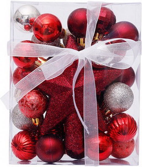Hängendes Ornament Mix Schmuckstücke Rot Set 30Stück