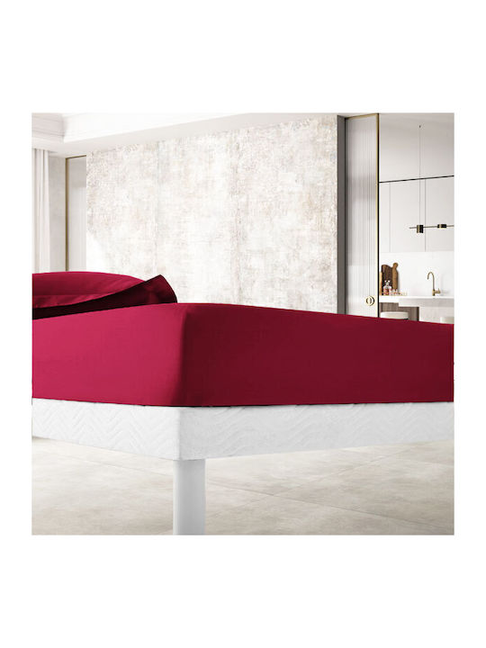 To megalo pazari Sheet King Size with Elastic 180x200+30cm. Il-line Bordeaux