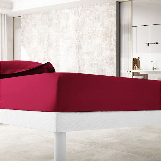 To megalo pazari Bettlaken King Size mit Gummiband 180x200+30cm. Il-line Bordeaux