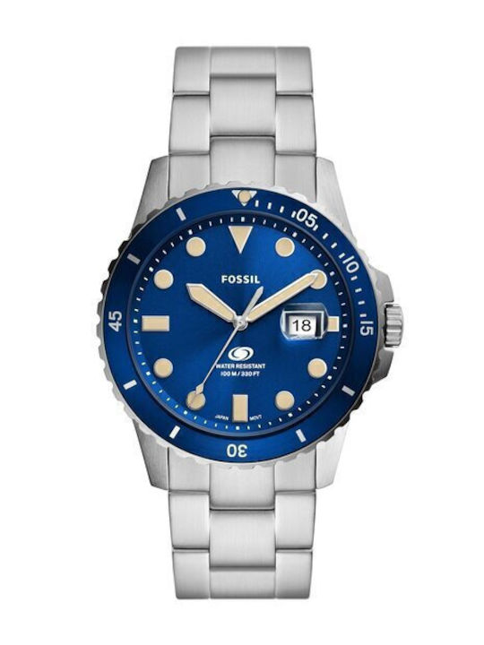 Fossil Ανδρικό Ρολόι 42mm Μπαταρίας με Ασημί Μεταλλικό Μπρασελέ