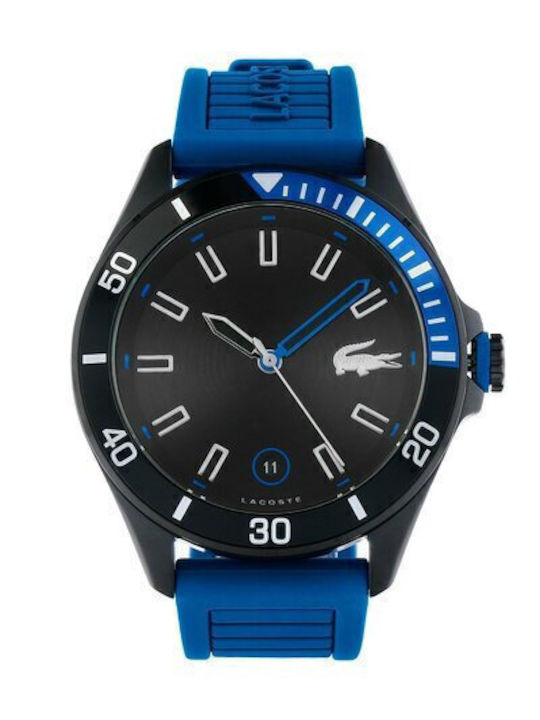 Lacoste Herrenuhr 43mm Batterie mit Blau Kautschukarmband