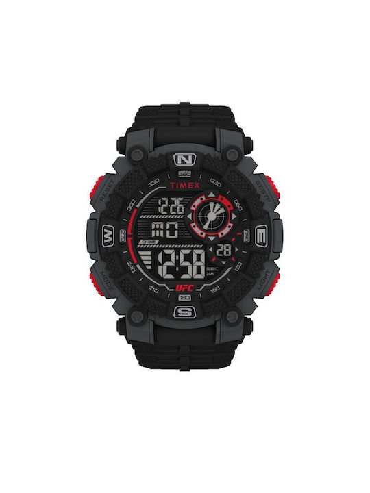 Timex Redemption Ψηφιακό Ανδρικό Ρολόι 58mm Μπαταρίας με Μαύρο Καουτσούκ Λουράκι