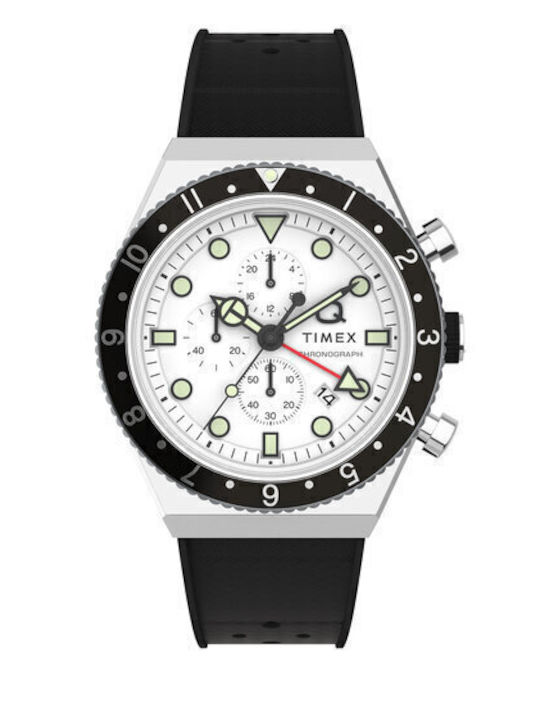 Timex Ανδρικό Ρολόι 40mm Χρονογράφος Μπαταρίας με Μαύρο Καουτσούκ Λουράκι