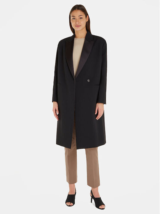 Calvin Klein Women's Wool Midi Coat Black