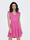May Summer Mini Dress with Ruffle Shocking Pink