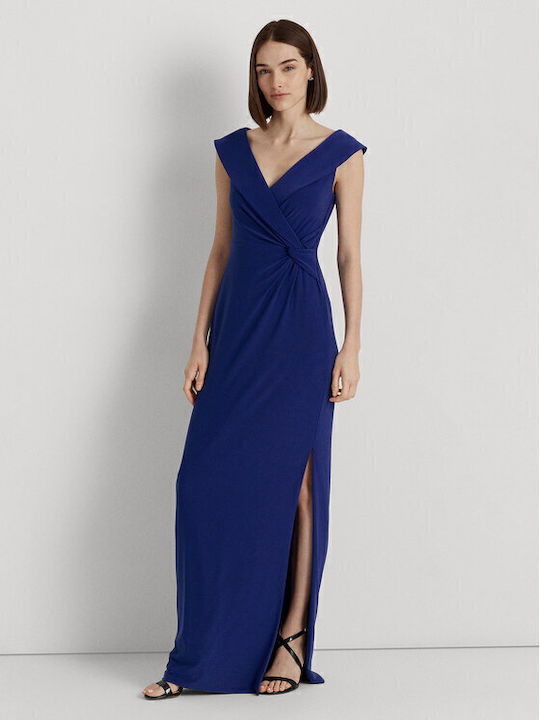Ralph Lauren Mini Evening Dress with Slit Blue 253863940011 | Skroutz.mt