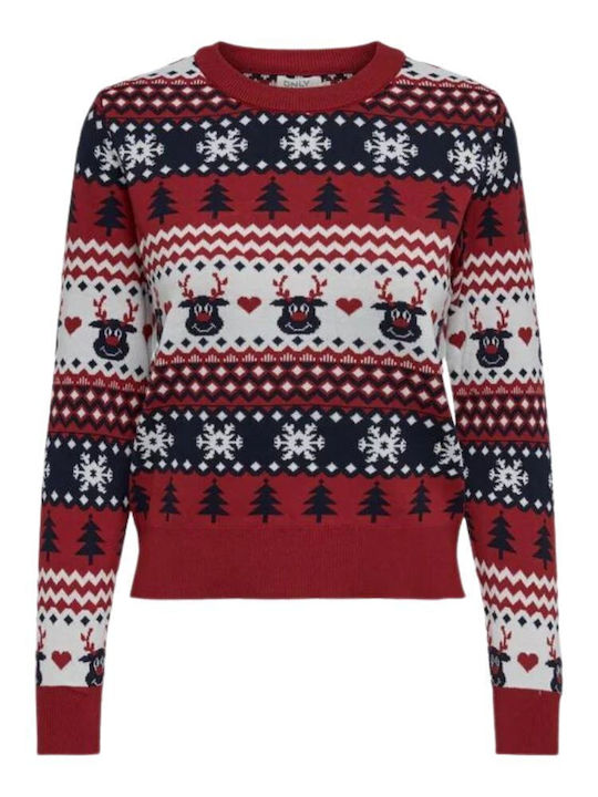 Only ONLXMAS Damen Langarm Pullover Chili Peppe...