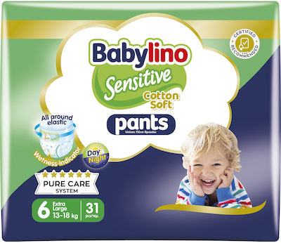 Babylino Sensitive Cotton Soft Pants Πάνες Βρακάκι No. 6 για 13-18kg 31τμχ