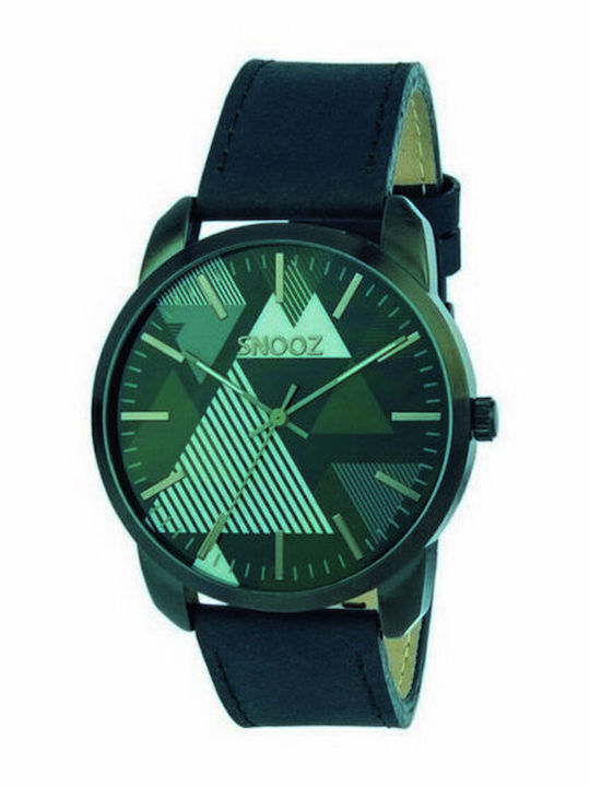 Snooz Ανδρικό Ρολόι 44mm Μπαταρίας με Μαύρο Δερμάτινο Λουράκι