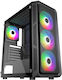 Supercase HE19A-M Гейминг Midi Tower Компютърна кутия с RGB осветление Black