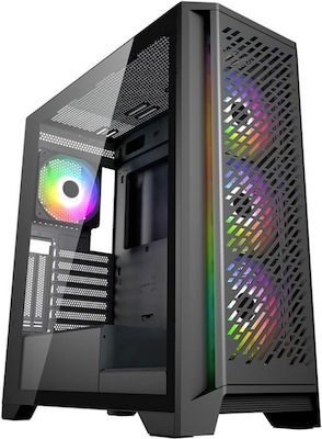 Supercase AC29AL Gaming Midi Tower Computer Case with Window Panel and RGB Lighting Black