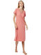 Minerva Summer Cotton Women's Nightdress Coral