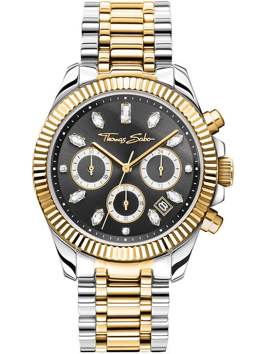 Thomas Sabo Divine Γυναικείο Ρολόι 38mm Χρονογράφος Μπαταρίας με Χρυσό Μεταλλικό Μπρασελέ