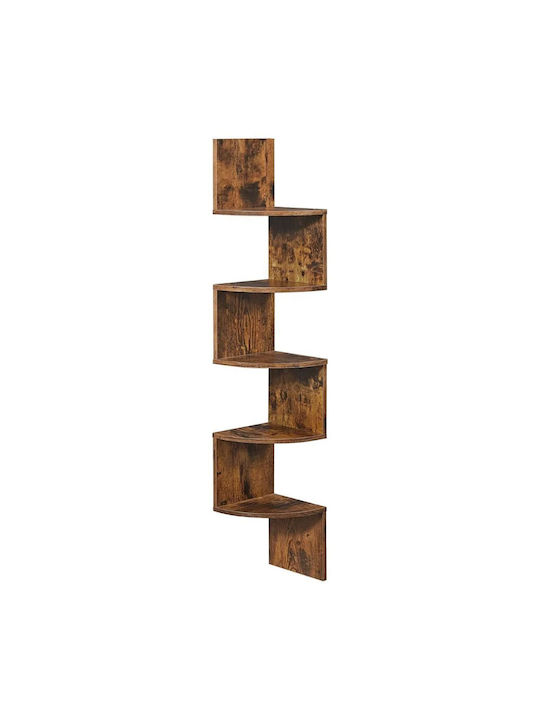 Corner Shelf Wall Rustic Brown 20x20x126cm