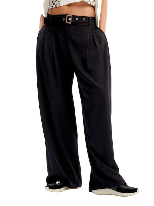 Desigual Women's High-waisted Fabric Trousers Black