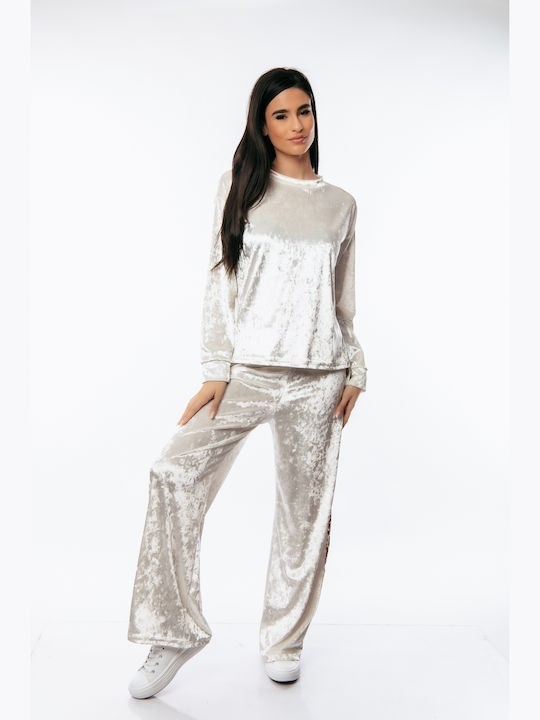 Dress Up Femei White Set cu Pantaloni Leopardul