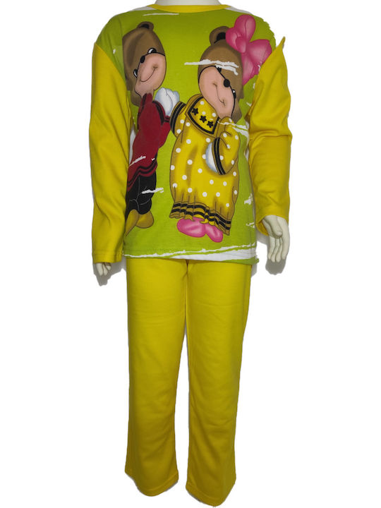 Lydia Creations Kinder Schlafanzug Winterlich Gelb