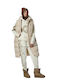 Body Action Women's Long Puffer Jacket for Winter with Hood French Oak Beige