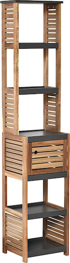 Eurocasa Bathroom Shelf Unit Floor Wall Mounted Wooden 38.5x30x170cm Brown