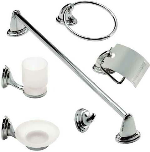 Poly Badezimmer-Accessoire-Set Metall Silber 6Stück