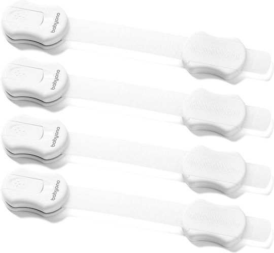 Babyono Universal Ασφάλεια Ντουλαπιού & Συρταριού από Πλαστικό σε Λευκό Χρώμα 4.5εκ. 4τμχ