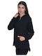 Long Women's Cardigan with Zipper Black