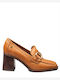 Leder Pumps mit mittelhohem Absatz Braun