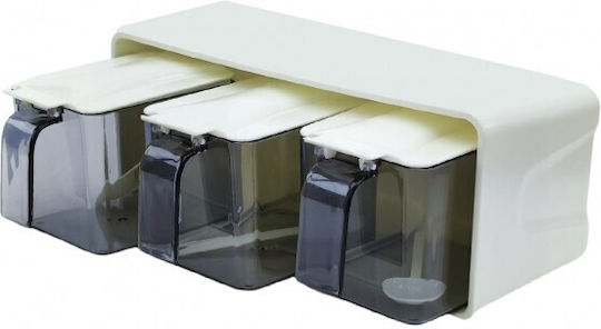 Qlux Plastic Tabletop Spice Rack with Stand White 3pcs