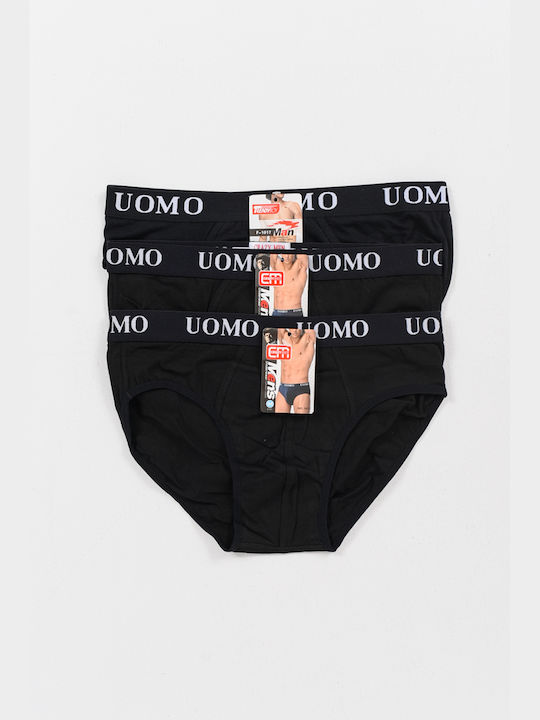 Uomo 1017 Men's Briefs 3Pack Black