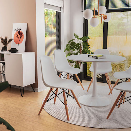 Julita Kitchen Chair Made of Polypropylene White-Natural 46x50x82cm