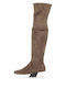 Suede Women's Boots with Zipper Brown