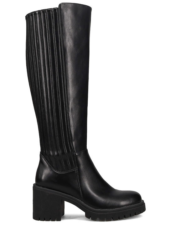 Camille Synthetic Leather Women's Boots with Zipper Black