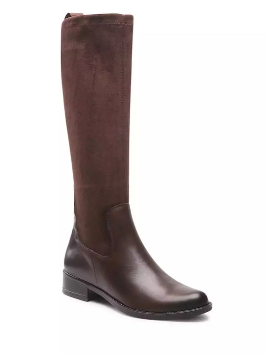 Caprice Leather Riding Boots Brown