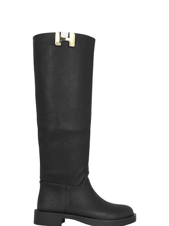 Gianna Kazakou Leather Women's Boots with Zipper Black