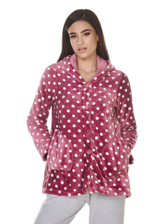 Comfort Winter Damen Vlies Robe Fuchsia