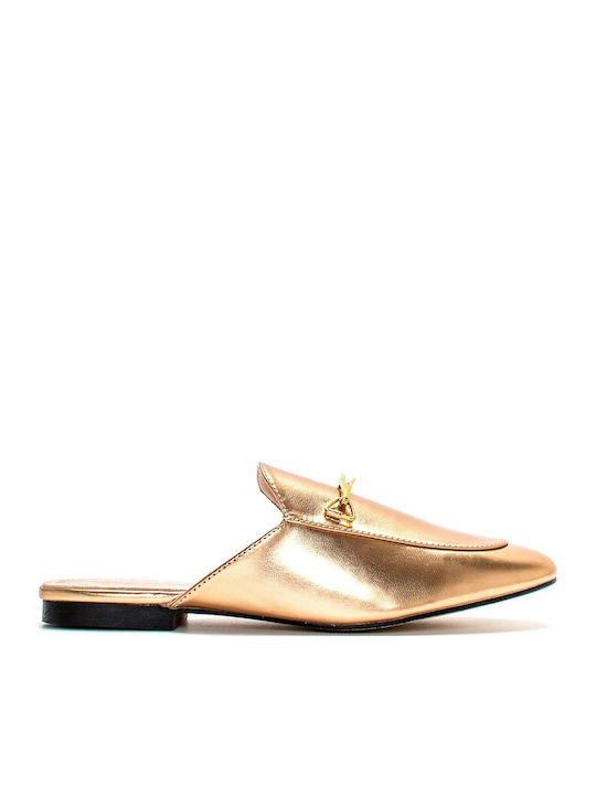 Flat Mules σε Χρυσό Χρώμα