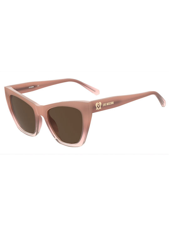 Moschino Women's Sunglasses with Pink Plastic Frame and Brown Lens MOL070/S FWM/70