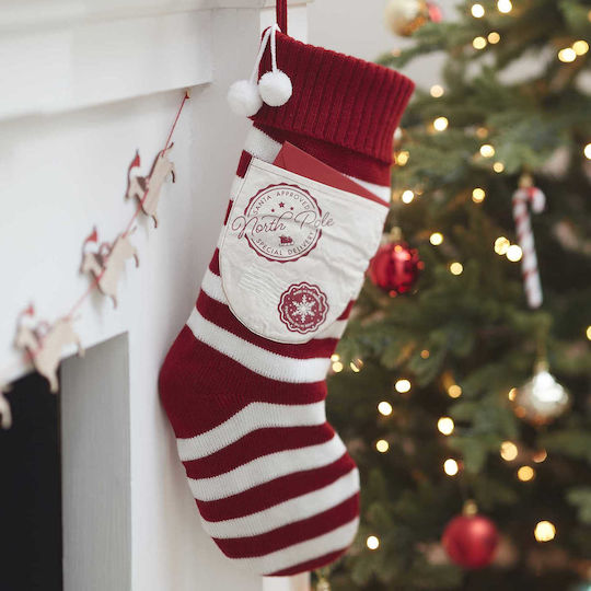 Christmas Decorative Red Socks with Santa Claus L50xW30cm