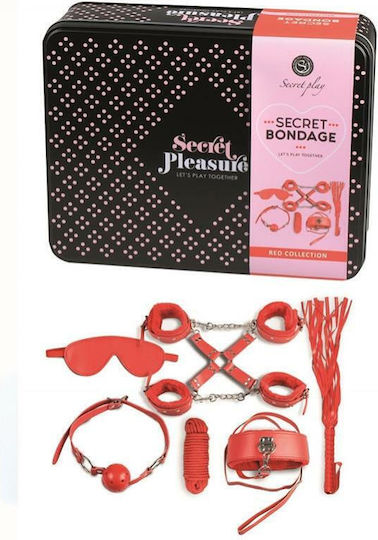 Secretplay Bondage BDSM Kit σε Κόκκινο Χρώμα 8τμχ