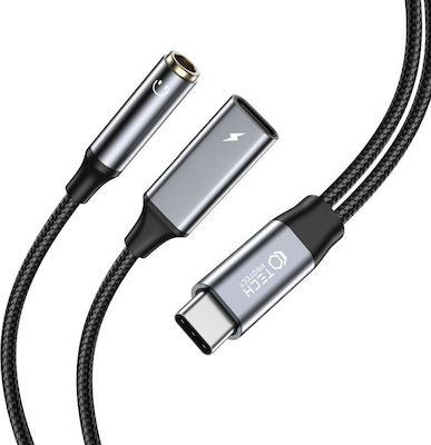 Tech-Protect Μετατροπέας USB-C male σε 3.5mm / USB-C 2x female