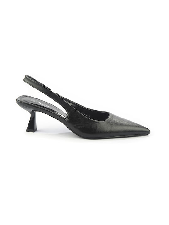 Fshoes Synthetic Leather Pointed Toe Black Medium Heels